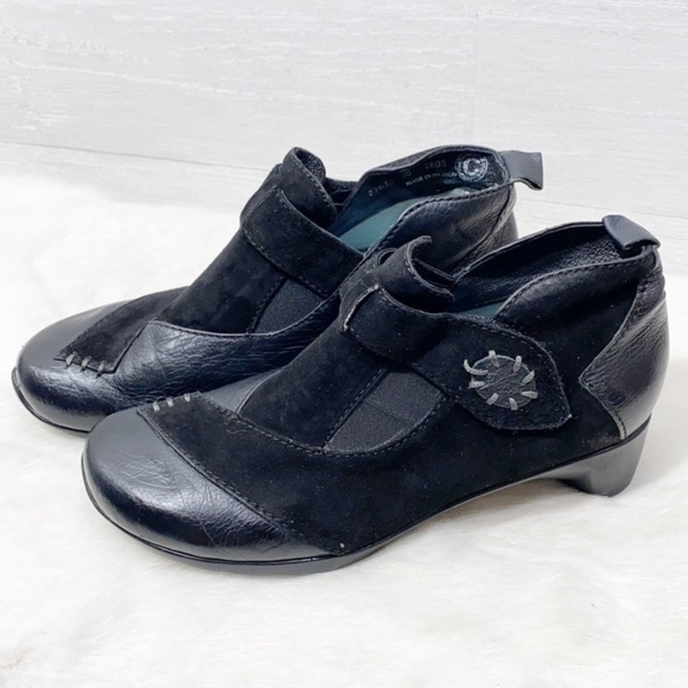Wolky Leather Walking Wedge Ankle Boot Comfort Shoes Size 38 color Black